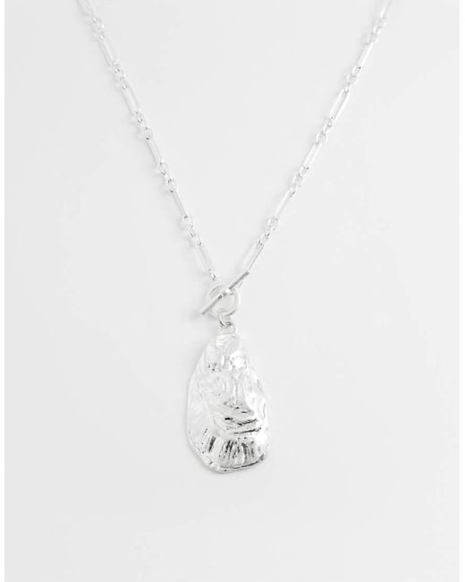 ASOS White Long Chain Necklace With T-bar And Shell Pendant Detail