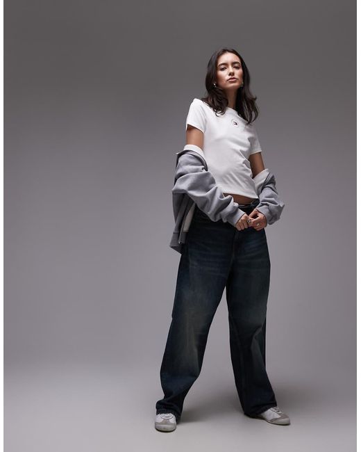 Camiseta Blanco Hueso Con Logo Circular En La Parte Central Del Pecho De Tommy Hilfiger de color Gray