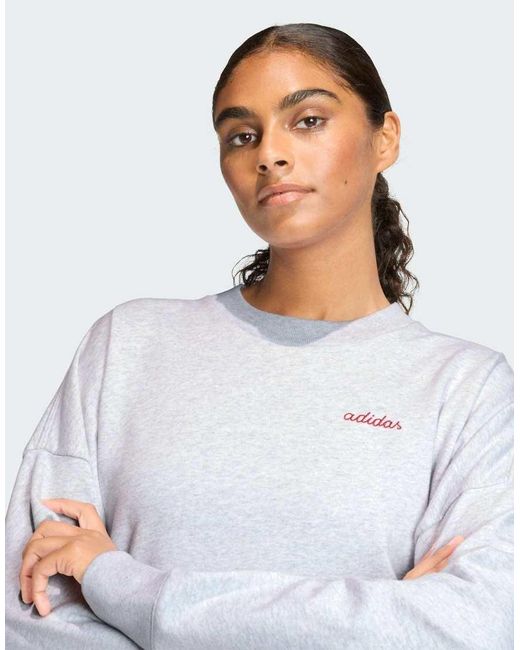 Adidas Originals White Sweatshirt With Embroidered Graphic