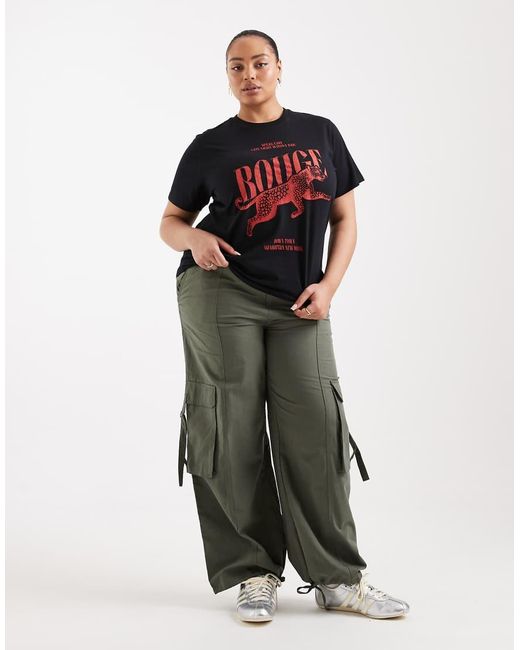 ASOS Black Asos Design Curve Regular T-shirt With Leopard Graphic