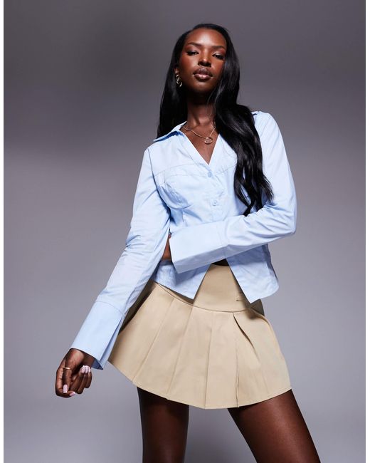 Zifa - chemise ajustée avec col Princess Polly en coloris Blue