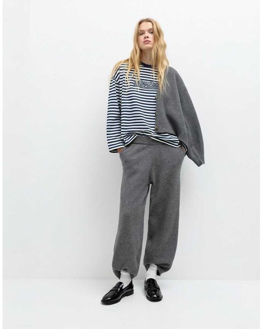 Pull&Bear Blue Striped T-shirt With Patch