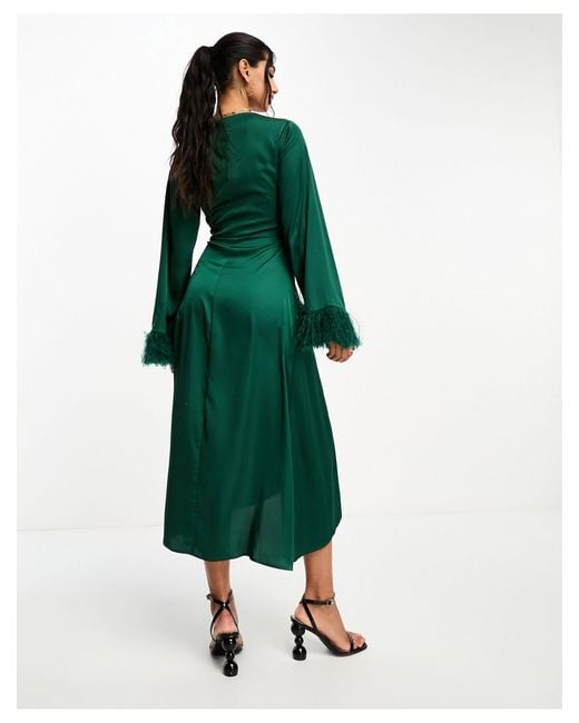 TFNC London Green – midi-wickelkleid aus satin