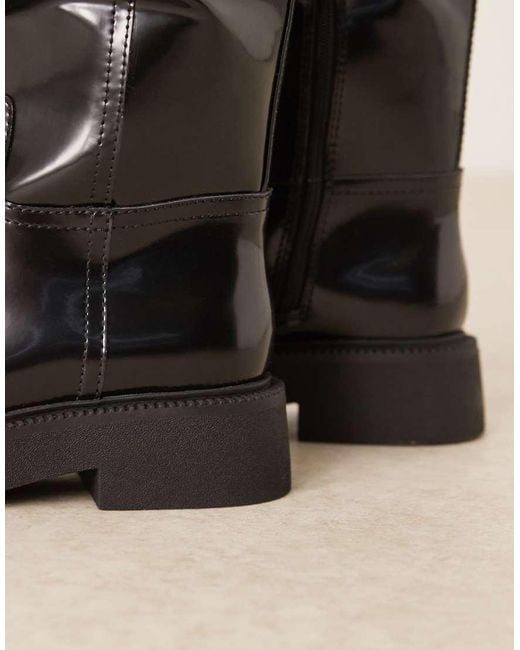 ASOS Natural Carlisle Clean Flat Riding Boots