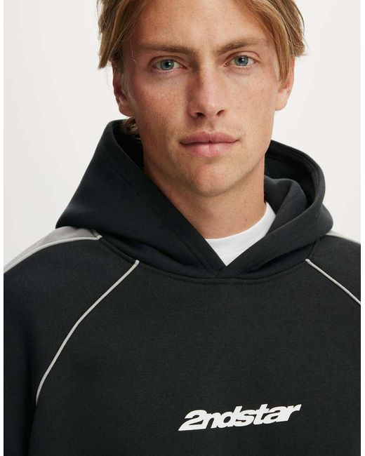 Cotton On Black Box Fit Graphic Hoodie for men
