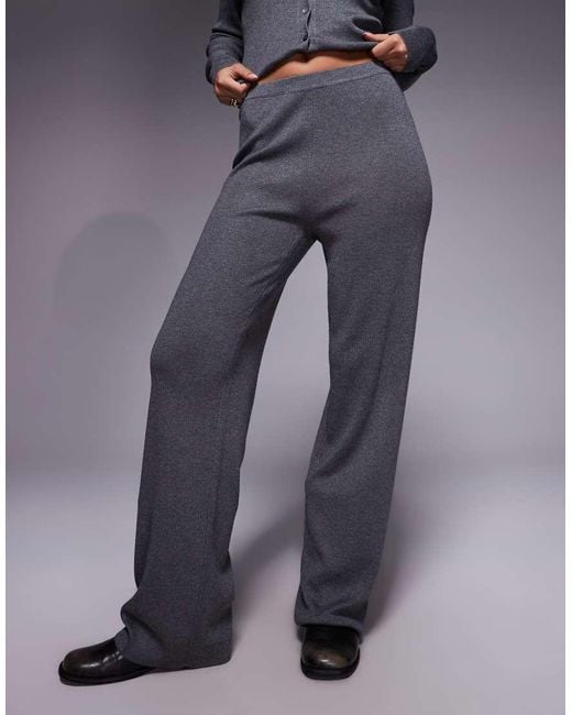 Kaiia Gray Exclusive Fine Knit Wide Leg Trousers Co-Ord