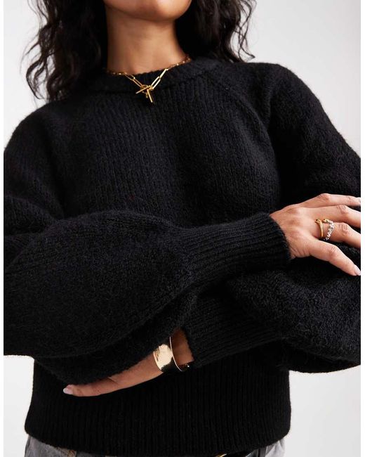 ASOS White Blouson Sleeve Nipped Waist Jumper