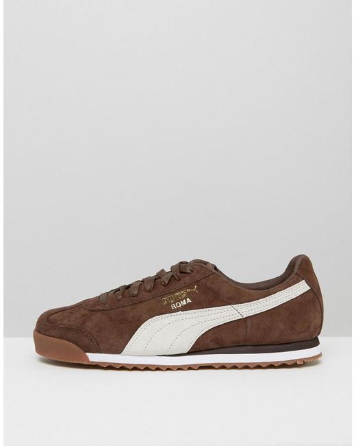 puma roma brown suede