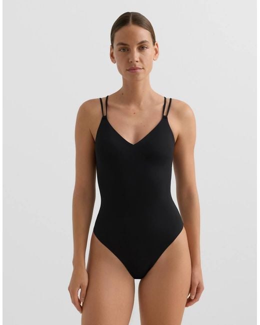 Oysho Blue Crossover Strap Swimsuit
