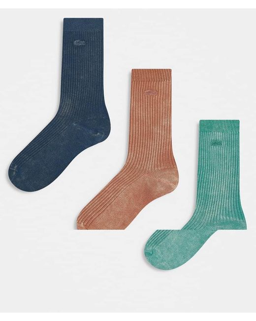 Pack De 3 Pares De Calcetines De Color Rojo, Azul Y Verde De Lacoste de hombre de color Blue