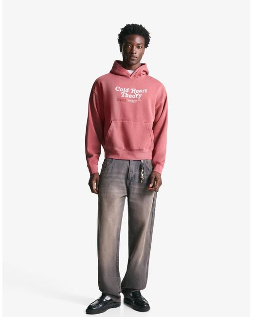 Bershka Sweatshirt Met Vervaagd Effect En Print in het Red voor heren