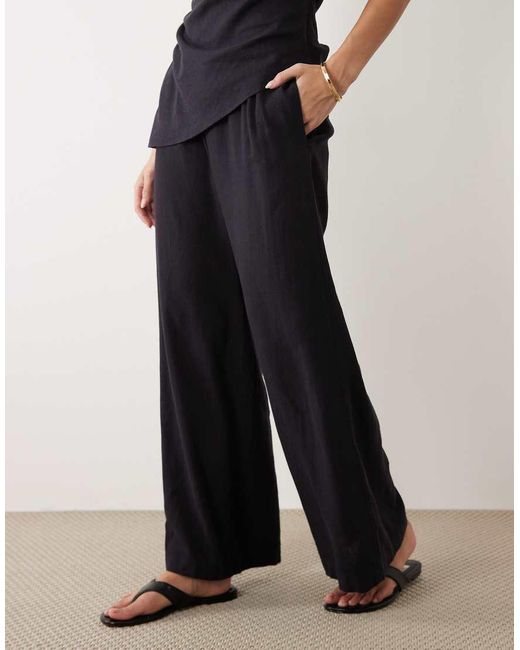 Tala White Resort Wide Leg Linen Pants