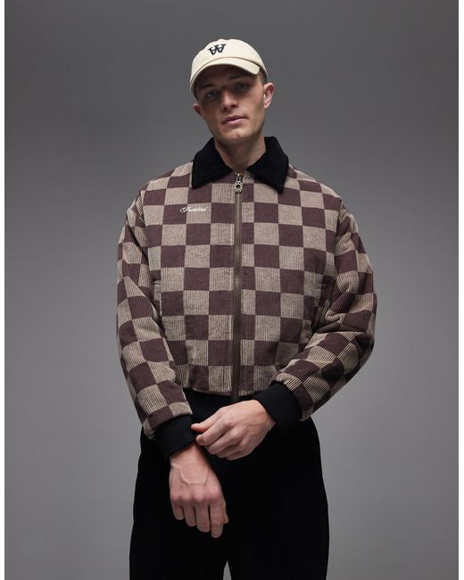 Prohibited Gray Checked Bomber Jacket for men