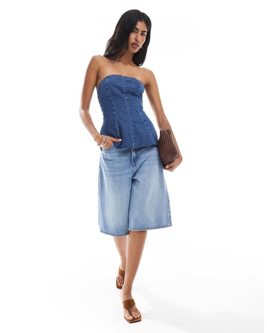 ASOS Blue – trägerloses oberteil aus denim