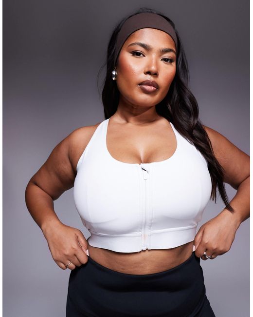 4505 Gray Curve Icon High Support Zip Front Sports Bra With Adjustable Straps And Removable Padding