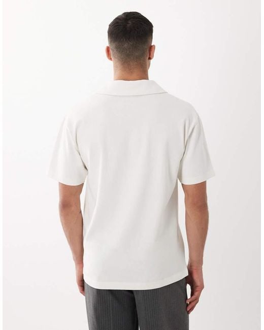 ASOS White Circular Design Collection Super Heavyweight Relaxed Revere Polo for men