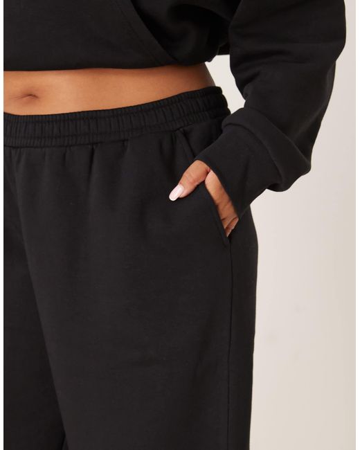 ASOS Black Asos Design Curve Wide Leg Brushback Jogger