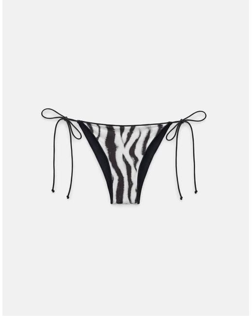 Pull&Bear White Zebra Print Triangle Bikini Top