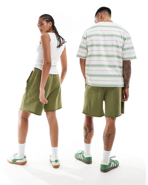 Pantalones cortos caqui lavado unisex extragrandes ASOS de color Green
