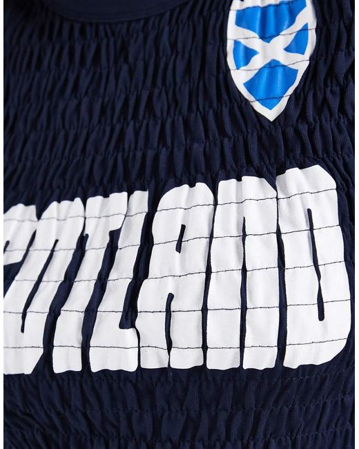 ASOS Blue Shirred Baby Tee With Scotland Football Graphic