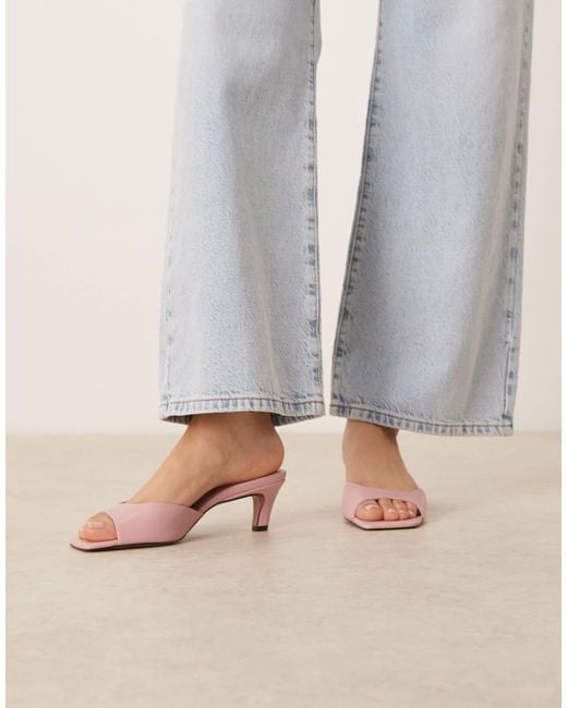 ASOS Pink Hailey Mid Heel Mules