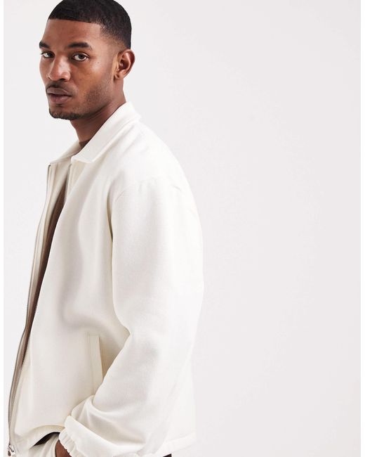 ASOS Natural Relaxed Zip Through Pique Shacket for men