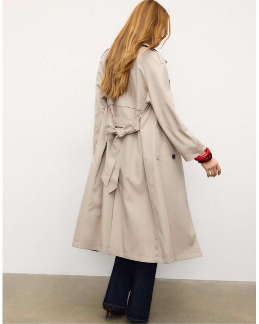 Trench-coat long fluide - taupe Stradivarius en coloris Natural