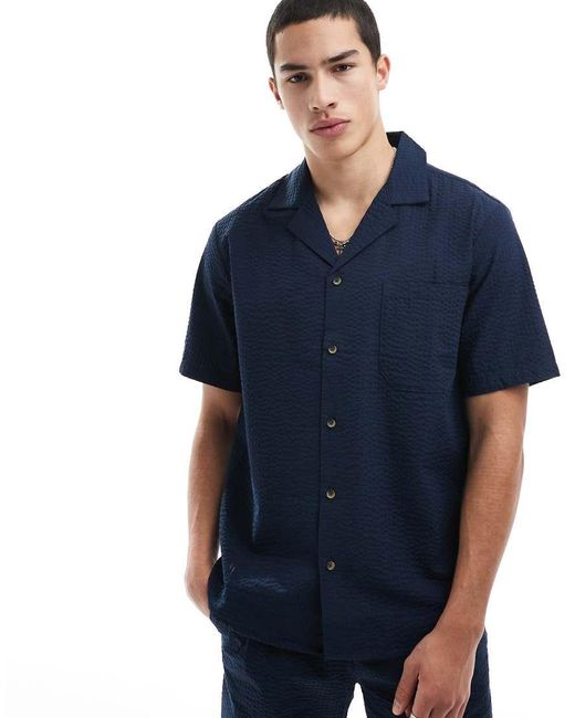 Only & Sons Blue Seersucker Shirt Co-ord for men