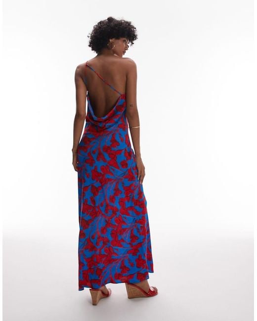 TOPSHOP Blue Asymmetric One Shoulder Open Back Midi Occasion Dress