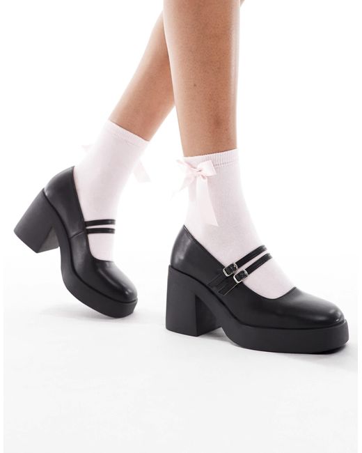 SEQWL Black Audi Strappy Platform Mary Janes