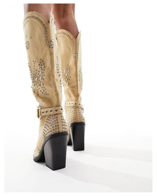 SIMMI White Simmi London Wide Fit Delano Butterfly Embellished Western Boot
