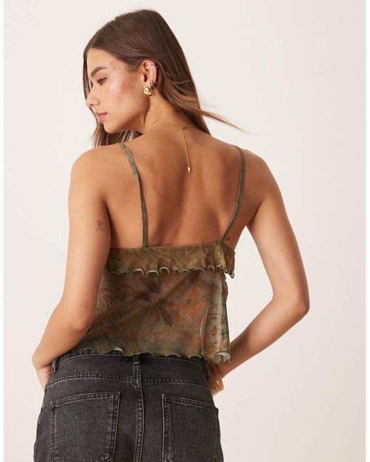 ASOS Multicolor Textured Frill Cami Babydoll Top