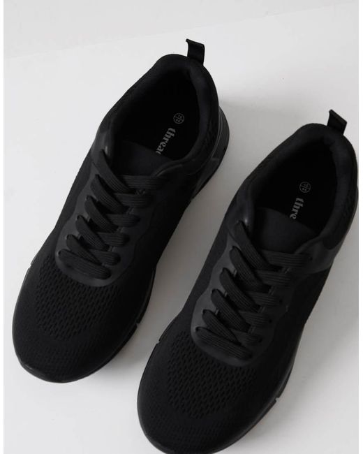 Threadbare Black Slip On Textured Trainers for men