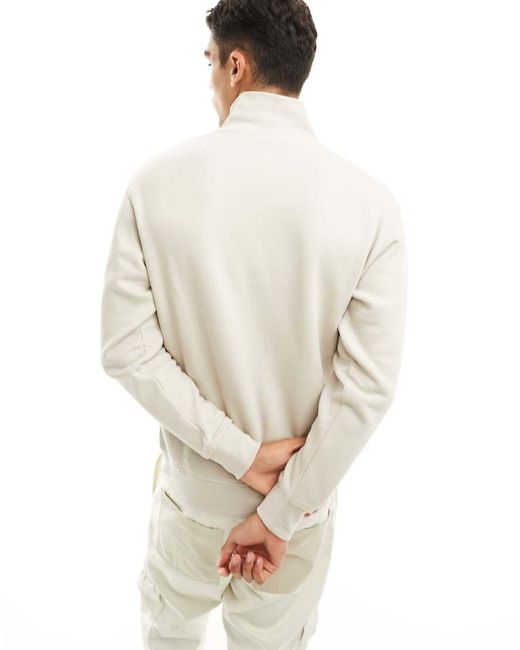 Jack & Jones White 1/4 Zip Sweat With Central Logo for men