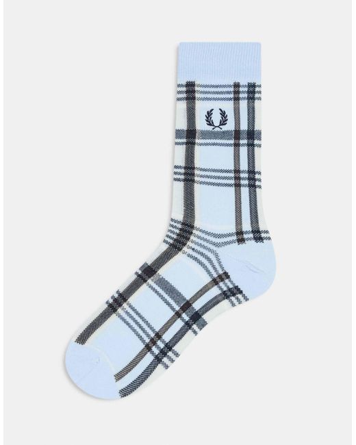 Fred Perry Blue Tartan Socks for men