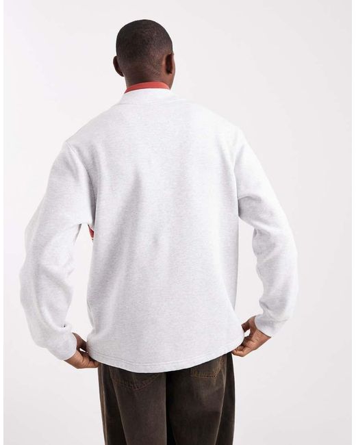 Parlez White 1/4 Button Logo Colour Block Sweatshirt for men