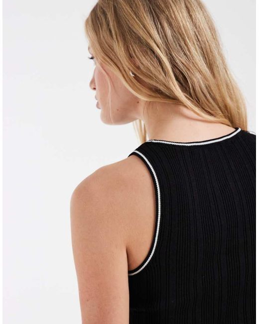 River Island Black Fine Knit Contrast Trim Vest