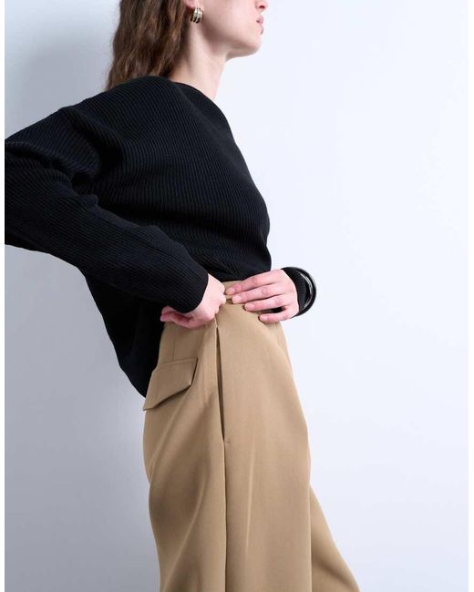 TOPSHOP Natural Slouchy Clean Waist Band Tailored Pants