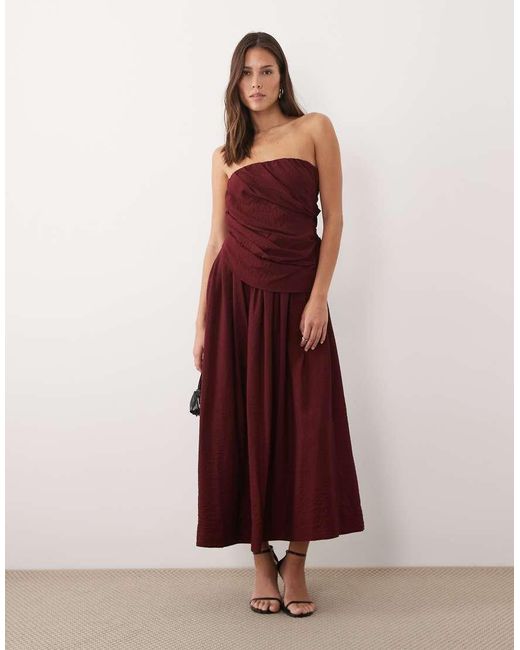 ASOS Purple Drape Front Bandeau Midi Dress