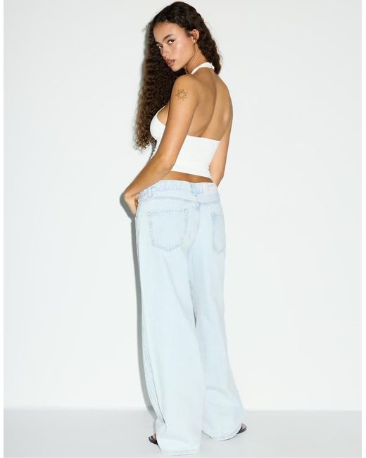 Stradivarius Blue Halter Cross-over Top