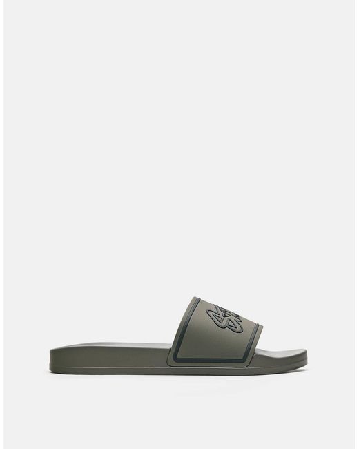 Pull&Bear – gummierte sandalen in Green für Herren
