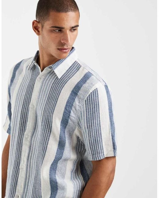 Hollister Blue Rustic Boxy Cropped Short Sleeve Shirt for men