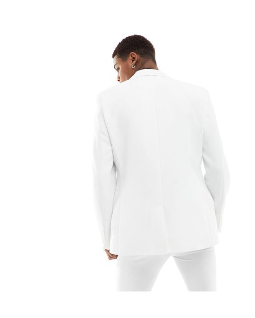 ASOS White Skinny Suit Jacket With exaggerated Satin Lapel for men