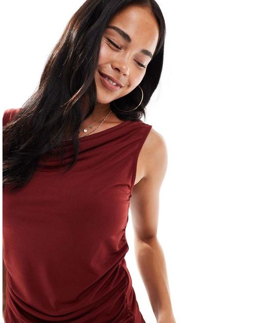 Vero Moda Red Slinky Sleevless Slash Neck Tank Top Co-ord