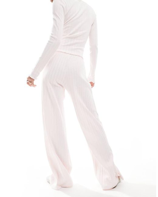 Miss Selfridge White Pointelle Wide Leg Trouser Co Ord