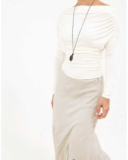 NA-KD Natural Linen Lyocell Blend A Line Maxi Skirt