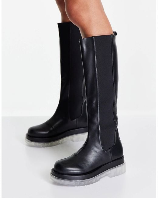 Raid Black Drellah Knee High Pull On Boots