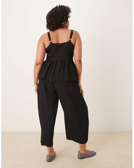 ASOS Black Asos Design Curve Jumpsuit With Peplum Waist