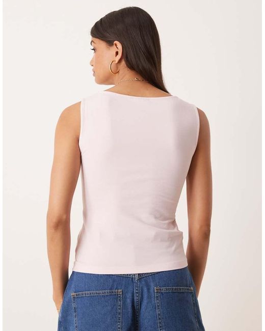 ASOS Blue Boat Neck Vest With Hotfix Postcard Graphic