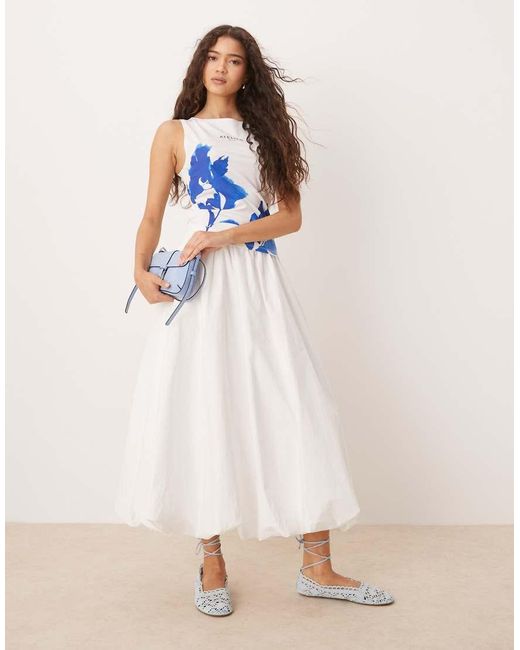 ASOS Blue Boat Neck Tank With Photographic Floral